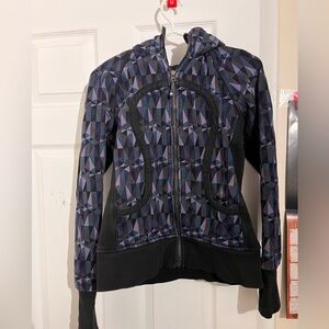 lululemon athletica Black & Purple Geometric Hooded zip up sweater